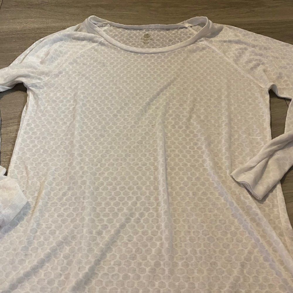 Balance Collection, white sheer light weight athletic yoga long sleeve size lg - Picture 2 of 7